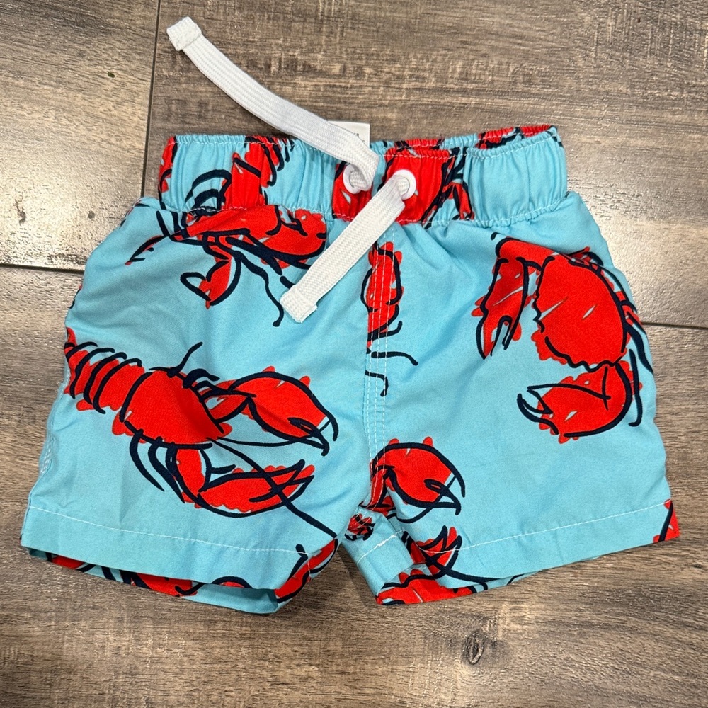 Tucker + Tate Toddler Blue Swim Shorts with Red Lobster Print size 3 months